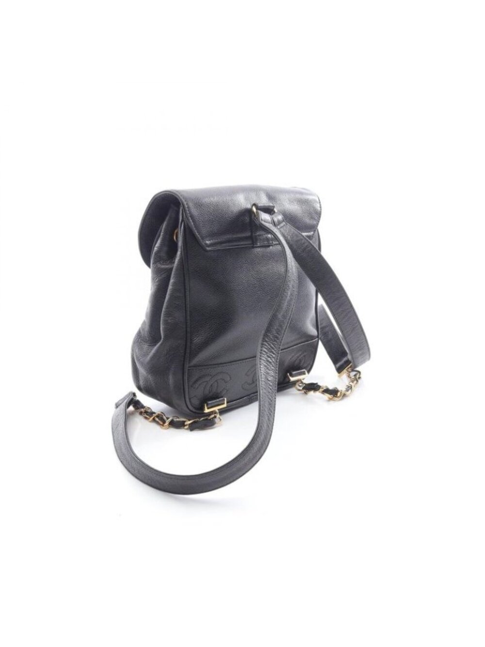 Chanel Rucksack Sac Backpack Triple Chain Black Calf - Picture 2 of 10